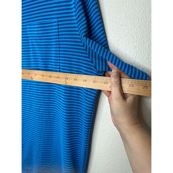 KJUS Polo Golf Shirt Medium Blue Striped Short Sleeve UPF30+ L / 52 - Picture 5 of 12